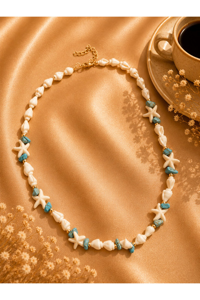 JAMMY JEWERLY Deniz Yıldızı ve Deniz Kabuğu Detaylı Yazlık Kolye