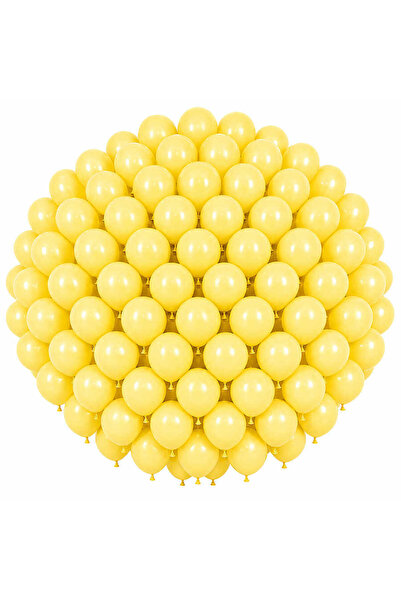 BeySüS Yellow Color Latex Macaron Balloon (30 cm) - 100 Pieces
