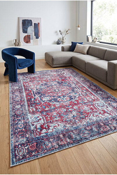 VOPTEKS Vintage Halı Salon Halısı Makinede Yıkanabilir Kaymaz Taban Halı