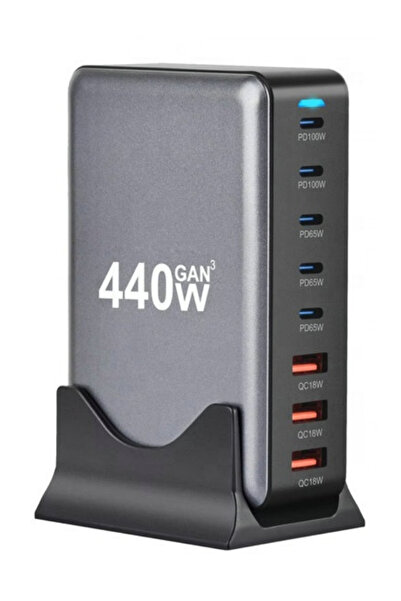 CaseTechnoo 440W GaN Masaüstü Şarj İstasyonu 8-Port Çıkışlı TYP-C 100 w 65w U...
