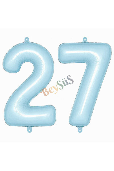 BeySüS 27 بالون فويلو على شكل أرقام باللون الأزرق (76 سم)