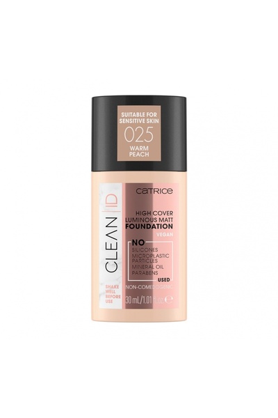 Catrice CLEAN ID HIGH COVER LUMINOUS MATT FOUNDATION 025 WARM PEACH 30ML