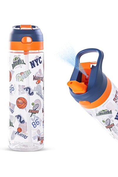 Eazy Kids Tritan Water Bottle with Spray and Basketball Design - 750ml Capaci...