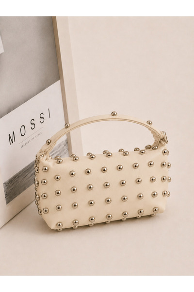 mossi Beige Women's Troc Chain Strap Hand and Shoulder Bag