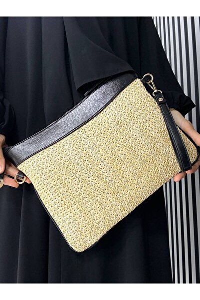Çanta Trend Ψάθινη τσάντα clutch με μακρύ λουράκι, κατάλληλη για γυναικεία χρ...