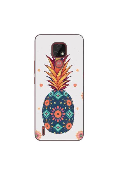 OEM Θήκη συμβατή με Motorola Moto E7 Σιλικόνης Gel TPU με σχέδιο Φλοράλ Ανανά