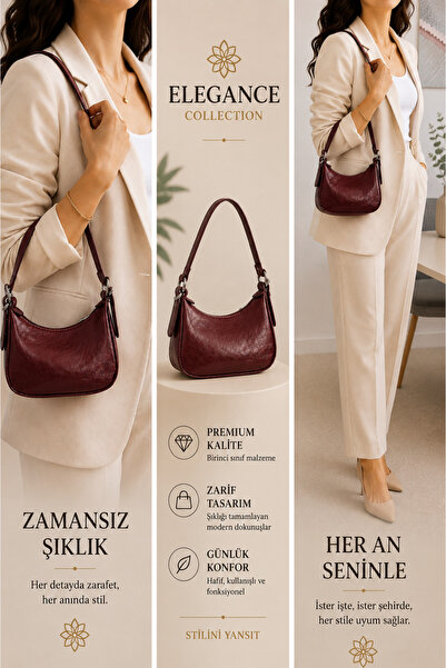 Arenmc store Women's Bordro Patent Leather Handbag Mini Baguette Model Shiny Daily Handbag En 20 Size 12