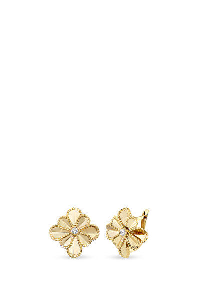 ORENA JEWELRY Pırlanta Lotus 14 Ayar Altın Kadın Küpe