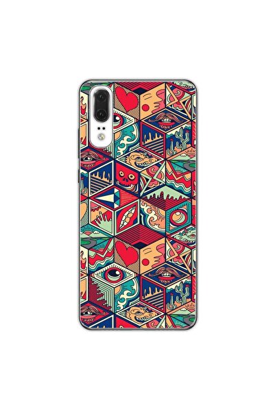 OEM Θήκη συμβατή με Huawei P20 από σιλικόνη gel TPU με γεωμετρικό σχέδιο Pop Art