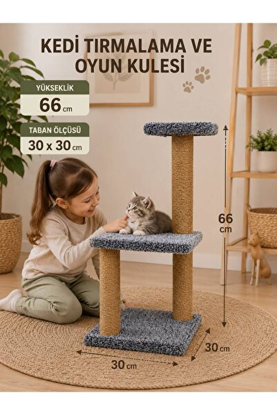 pethomealpi İki Katlı Medium Ekonomik Yavru ve Yetişkin Kedi Tırmalama Tahtası