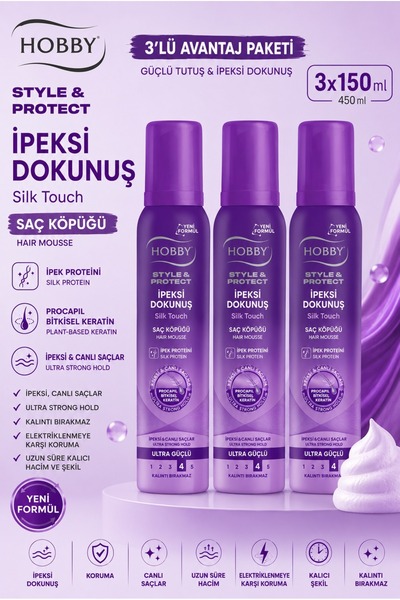 Hobby Style & Protect Ipeksi Dokunuş Saç Köpüğü 150 Ml 3 Adet