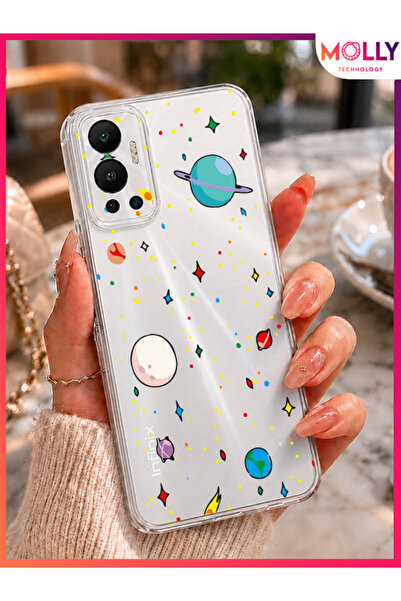 Molly İNFİNİX HOT 12 İçin Cosmic Parade Desenli Şeffaf Silikon Kılıf