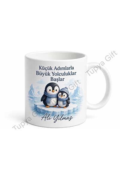 Tupya Gift كوب مطبوع بتصميم البطريق هدية لطيفة من البورسلين بنمط البطريق