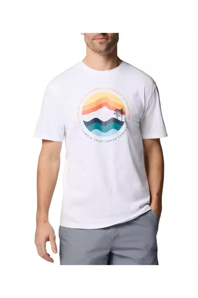 Columbia Ανδρικό Path Lake Graphic T-shirt II Λευκό 1934814-111
