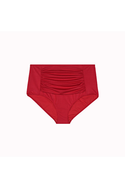 No Gossip Plus Size Draped Detailed Gathering High Waist Women's Bikini Bottom