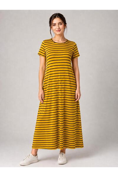 SENTEX Short Sleeve Straight Long Women's Dress