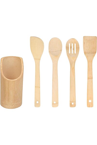 HOMEPRO Bamboo Wooden Spoons set, 5-piece wooden cooking spatulas & spoons wi...