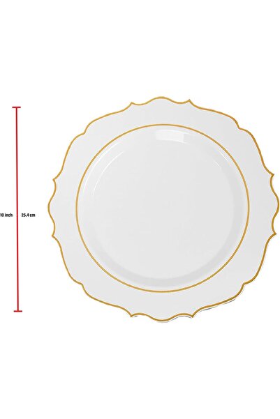 Sunny Your Bright choice Sunny Premium Disposable Plastic Plates Gold Flower Design - 10 Pack Heavy Duty Fancy Party Plates