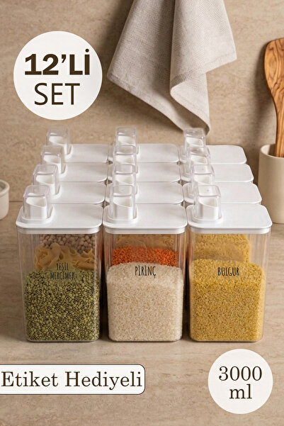 Dolkin Home 12-Piece 3000 ml Mica Food Container Set with Scale Lids, Transpa...