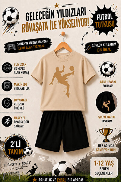 OVERMAX Röveşata Printed Children's Set – T-Shirt & Shorts 2-Piece Combinatio...