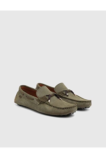 İLVİ Oisin Genuine Suede Leather Men's Green Loafer Shoes