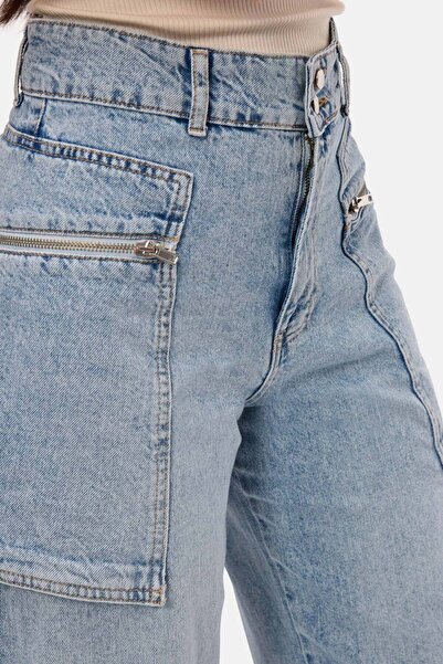 it's basic Kadın Kot Rengi 4s6-3 Relax Kargo Fit Denim Jean