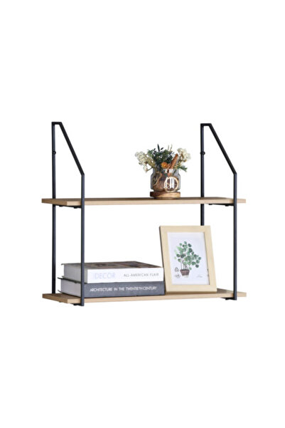 Target Home Ράφι τοίχου Vita-2 με 2 δρύινα ράφια 60 x 20 x 52 εκ. μαύρο μεταλ...
