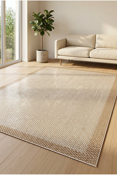 Decomia Home Dijital Sisal Görünümlü Kaymaz Yıkanabilir Çizgili Salon Halısı ...