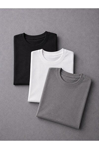 LUPERCUS Tricou pentru bărbați/unisex, 3 piese, cu gât crew, croială slim, di...