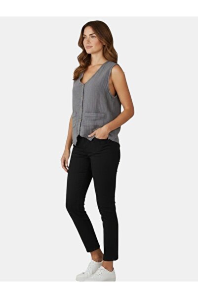 MODA Women's Muslin Linen Oversize Vest