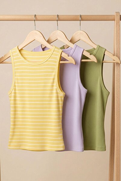 COTENCONCEPT 3 piese Tricou cu bretele din amestec de viscoză, cu nervuri