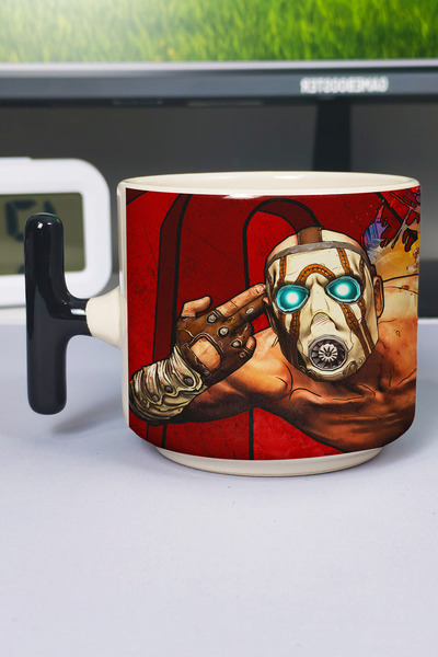 ZipZap كوب سيراميك فاخر مطبوع عليه Borderlands (قطعة واحدة) بمقبض أسود خاص عل...