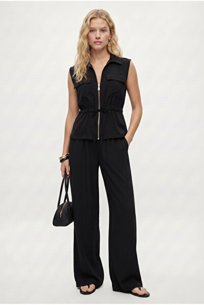 Ritnice Women's Lucy Woven Modal Sleeveless Zippered Vest Elastic Waist Pants...