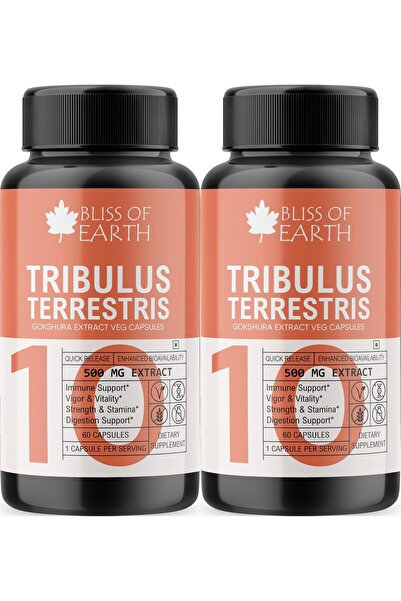 Bliss of Earth Tribulus Terrestris Extract, 2x60 Tablets (500mg) | Natural He...