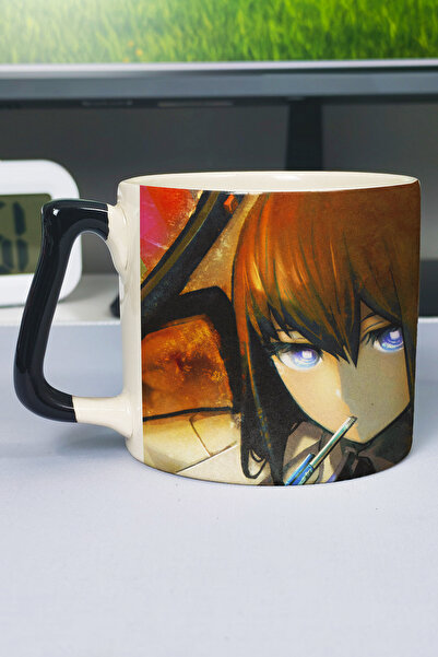ZipZap كوب سيراميك فاخر مطبوع عليه رسومات أنمي Steins;Gate (قطعة واحدة) بمقبض...