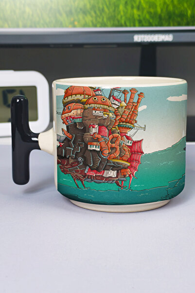 ZipZap كوب سيراميك فاخر مطبوع عليه رسومات أنمي Howl's Moving Castle (قطعة واح...