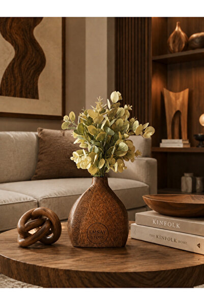 Emsay Store Minimalist Bohemian Decorative Wood-Look Vase – Modern Living Roo...