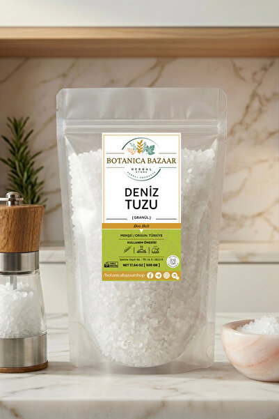 Botanica Bazaar Doğal Katkısız Granül Deniz Tuzu 500 gr - %100 İyotsuz Rafine...