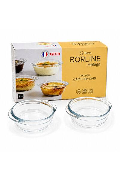 ZüccaciyeTr 2'li Borline Malaga Cam Fırın Kabı 14x12 cm Isıya Dayanıklı Yuvar...