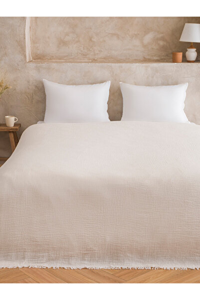 LC Waikiki Nevavm Double Cotton Bedspread with Difference in Color