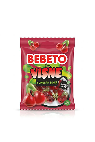 BEBETO Vişne Aromalı Yumuşak Şeker Jelibon 80 g 3 adet