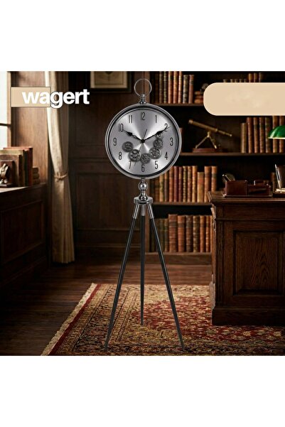 CEZVE HOME Tripod Metal Ayaklı Çarklı Saat Salon Saati