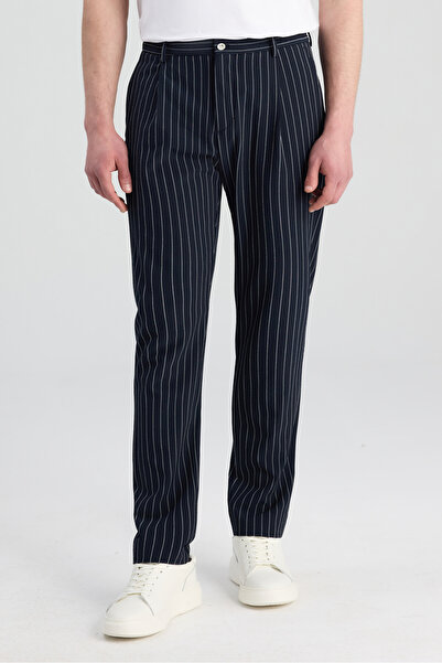 D'S Damat Ds Damat Relaxed Fit Navy Blue Striped Jogger Pants