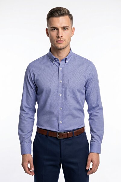 KAMER Men's Large Size Classic Single Pocket Long Sleeve Shirt 4069 Bgl-St05529