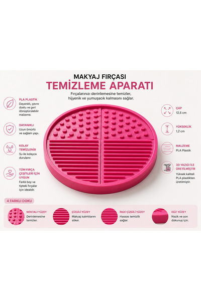 Makyaj Fırçası Temizleme Aparatı – Fırça Temizleme Pedi | 12,5 cm Pratik Fırça Temizleyici