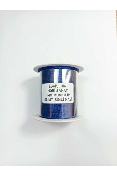 Eskişehir hobi sanat Κορδόνι 1 χιλιοστού, 100 μέτρων, ασημί, μπλε χρώμα, κερω...