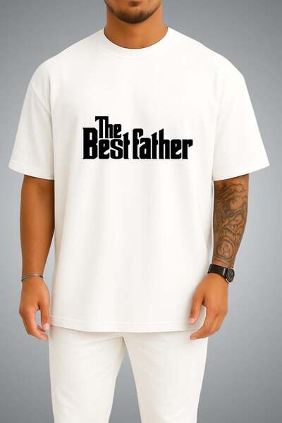 Bahriyeli Collection Oversize Thebest Father Chest Printed Unisex T-Shirt