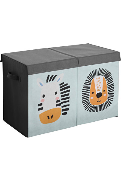 Navaris toy storage box, 2 compartments, with lid, 62 x 33 x 40 cm, Zebra and...