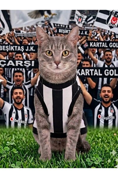 Peti Tailor Kedi Takım Forması Taraftar Tişörtü Siyah Beyaz İsim Yazılabilen ...