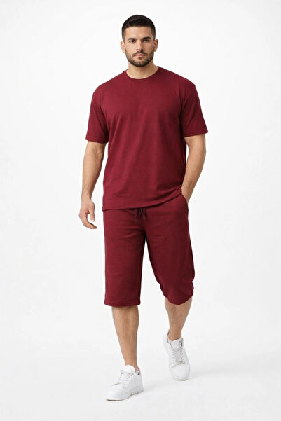 DGSTYL3 Men's Bottom-Top Set Two Yarn Fabric Crew Neck T-Shirt with Pockets a...